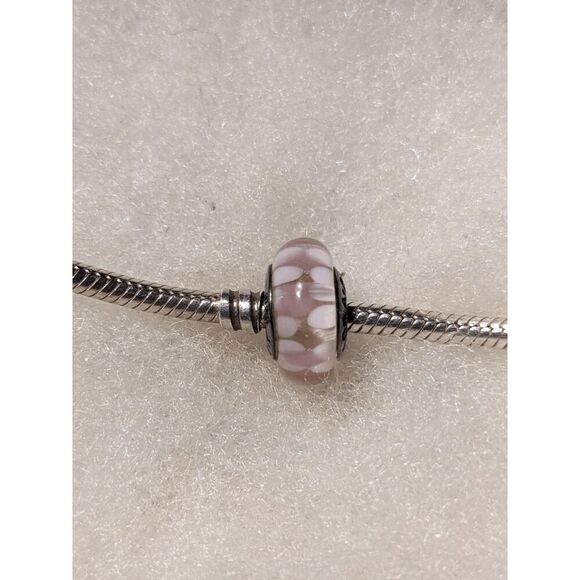New Pandora Transparent Pink with Pink Markings Murano Bead - BEAUTIFUL!!! - Picture 1 of 4